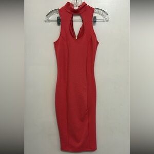 Snap Red Textured fitted Midi Dress S